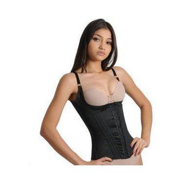 Imagem de Cinta Modeladora Feminina Com 12 Barbatanas Ajusta Postura PRETA -M - 