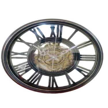 Imagem de Relogio parede industrial rustico estilo madeira design vintage romano