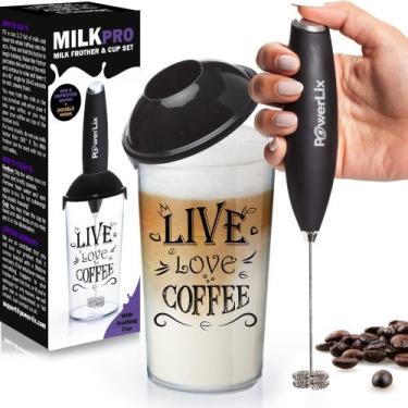 Imagem de Batedor de leite POWERLIX poderoso portátil com suporte preto