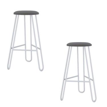 Imagem de Conjunto 2 Banquetas Altas Ginger com Estrutura Branca