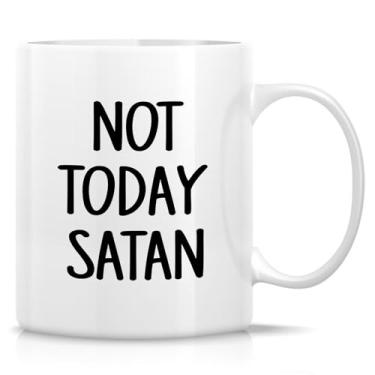 Imagem de Retreez Caneca Funny Christians – Caneca Not Today Satan – Copo de café de cerâmica de 325 ml – Presente sarcástico para colegas de trabalho, amigos, cristãos, pastor – mesa de escritório, aniversário