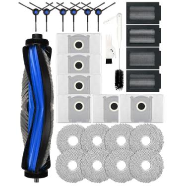 Imagem de Yivy Peças de reposição T50 Max Pro Omni para aspirador de pó robô Ecovacs Deebot, 27 peças de acessórios sobressalentes com 4 filtros de carbono, 6 escovas laterais, 8 panos de esfregão, 6 sacos de
