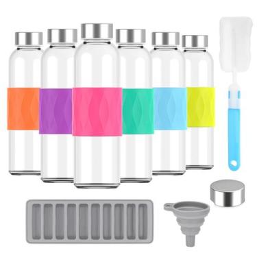 Imagem de Garrafas de água de vidro Zukro 530ml com tampa de aço inoxidável, con