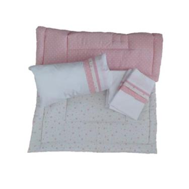 Imagem de Conjunto de berço co-leito Pink Star Moon e White Do 90x55cm - Lightbe