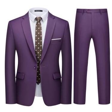 Imagem de Conjunto de roupas WULFUL, casaco blazer masculino Slim Fit One Button