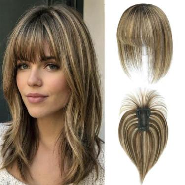 Imagem de Toppers de cabelo HOLFWALF Real Human Hair 11,4 x 7,6 cm com franja