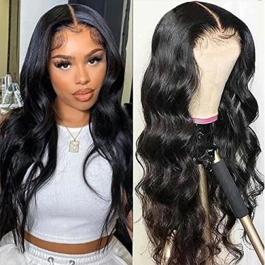 Imagem de QDOMEIAI Perucas de cabelo humano ondulado HD ondulado 33 x 15 cm com cabelo de bebê para mulheres negras pré-arrancadas virgem brasileiro ondulado cacheado 220% densidade cor natural 35,5 cm