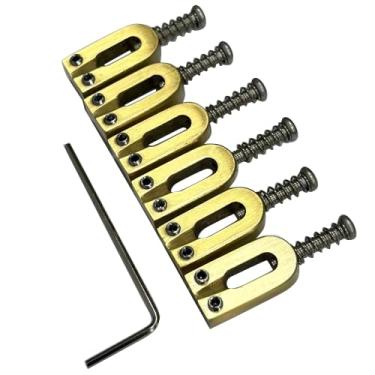 Imagem de OVSAL Selas de ponte de guitarra de latão 10,5 mm selas de latão para Fender Strat Stratocaster Tele Telecaster 6 cordas para guitarra tremolo Bridge Saddles (em forma de I)
