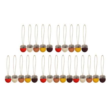 Imagem de Fenteer 25 peças enfeites de bolota de feltro para pendurar em árvore de Natal com corda para suprimentos de festa lareira parede de ação de graças berçário