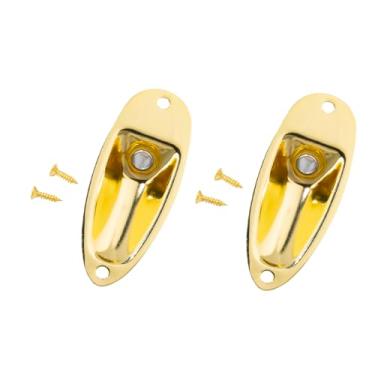 Imagem de DIAO79NI Placa de entrada de guitarra em forma de barco de aço profissional, placa de saída de virola para guitarra elétrica estilo Strat/Stratocaster, ouro