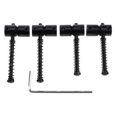 Imagem de OVSAL Pacote com 4 selas de ponte para baixo elétrico de aço inoxidável, espaçamento de cordas, selas de baixo de 19 mm, compatíveis com peças de reposição de baixo elétrico de 4 cordas (preto)