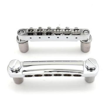 Imagem de Ponte de guitarra elétrica ABR-1 Tune-O-Matic para guitarra elétrica estilo Epiphone Les Paul LP SG - Sistema de selim de 12 cordas com ajustes de revestimento e entonação (cromado)