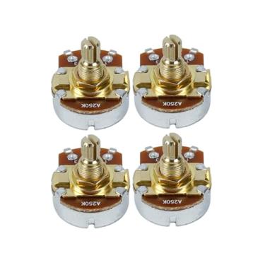 Imagem de FLEOR 4 potes de guitarra A250K, eixo de 15 mm, potenciômetro cônico de áudio com baioneta, cor dourada