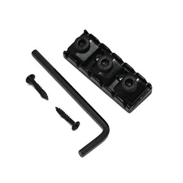 Imagem de Rubatone Porca de bloqueio de corda de guitarra elétrica para ponte tremolo estilo Floyd Rose com parafusos de montagem e chave inglesa preta.