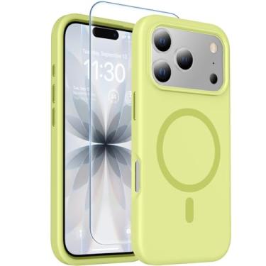 Imagem de toaksi Capa magnética para iPhone 17 Pro Max [compatível com MagSafe] [forro de microfibra macio antiarranhões], silicone premium com protetor de tela, capa protetora de telefone à prova de choque de