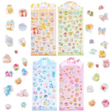 Imagem de YBEATY 4 Sheets 3D Puffy Stickers Thick Stickers Cute Animal Soft Sticker Mini Puffy Sticker Reusable Kawaii Resin Decorative Patch Dog Penguin Birds Flowers Embellishment for Stationary Phone Case