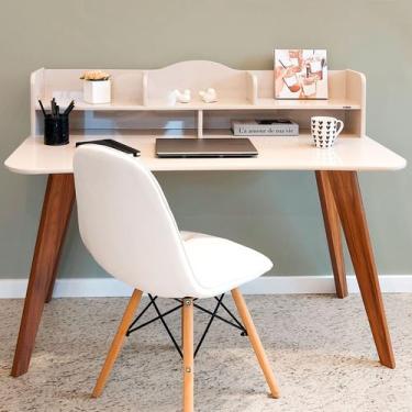 Imagem de Escrivaninha com nichos Artely Sofia Cor Off White com Cedro, Off Whit