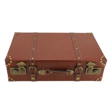 Imagem de Greensen Pequena Mala Vintage de Couro, Mini Baú Organizador de Couro para Viagens Em Casa Caixa Retrô Com Alça e Fechadura de Liga