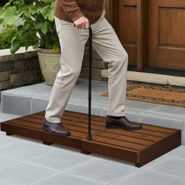 Imagem de koretech Degraus Externos 3,5'' De Altura, Plataforma De Degrau De Madeira 35" De Comprimento, Banquinho Com Almofadas Antiderrapantes, Plataforma De Madeira, Degrau Para Fora, Plataforma De Madeira