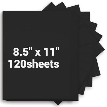 Imagem de Cartolina preta 8,5 x 11, papel grosso para impressora 34 kg/200 gsm, 120 folhas de cartolina preta, cartolina pesada, papel de arte para convites, cartões faça você mesmo, cartões de visita, menus