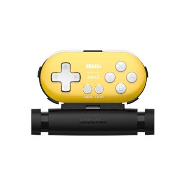 Imagem de 8Bitdo Zero 2 minicontrole de tamanho de chaveiro Bluetooth com clipe móvel para Switch, Windows, Android (edição amarela)