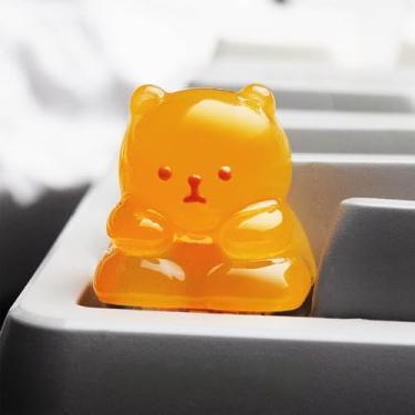 Imagem de Sumgsn Teclas Artisan – Teclas de resina de urso fofo laranja personalizada ESC para teclado mecânico Cherry Mx Switches