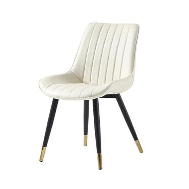 Imagem de Cadeira de jantar contemporânea de couro PU com pernas de metal - várias cores disponíveis (pés dourados bege)