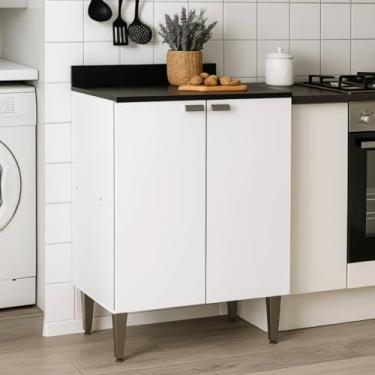 Imagem de Balcão Gabinete Armário Cozinha Lavanderia Multiuso MDP Puxador Cromado Organizador