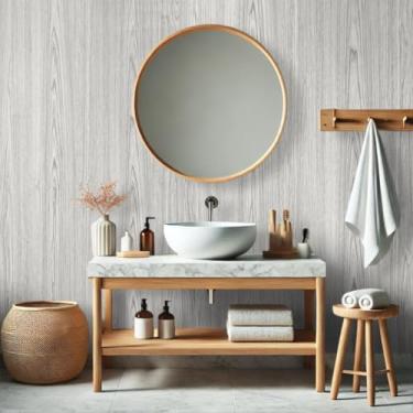 Imagem de Papel de Parede Adesivo Sala Quarto Ripas Madeira Clara Lisa Autocolante 5m x 45cm(Madeira Nevada)