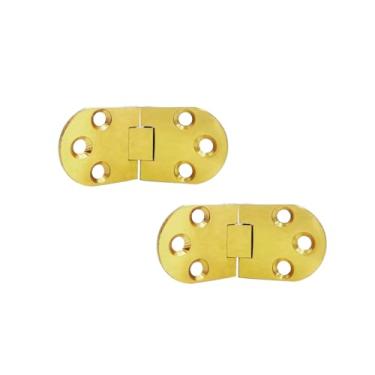 Imagem de QCAA Dobradiça dobrável de mesa de latão maciço, 2-3/10.2 cm x 1-3/40.6 cm, latão polido, pacote com 2, feito em Taiwan