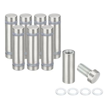 Imagem de PATIKIL Parafusos isolantes de 1,27 cm x 4 cm, 8 peças de aço inoxidável, parafuso de cabeça dupla, suporte de parede, prego publicitário para pendurar moldura acrílica