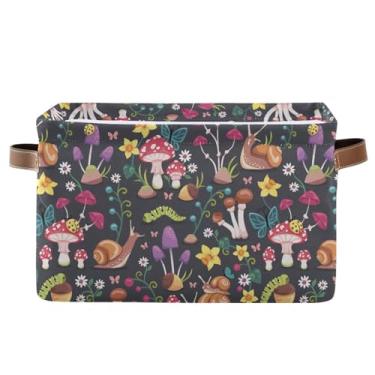 Imagem de Cesto de armazenamento retangular de cogumelos, caixa de armazenamento dobrável para berçário, livros, cestas de lona à prova d'água para prateleiras de armário, quarto, decoração de casa, 1 pacote