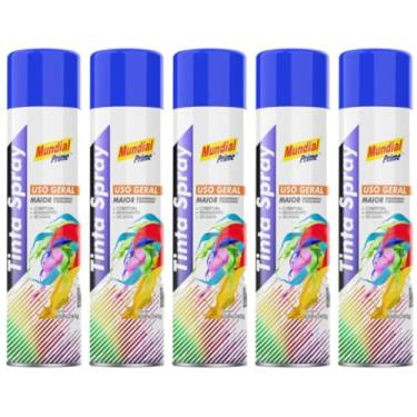 Imagem de Kit 5 Tinta Aerossol Spray Azul Bandeira Uso Geral 400ml/240g Mundial Prime
