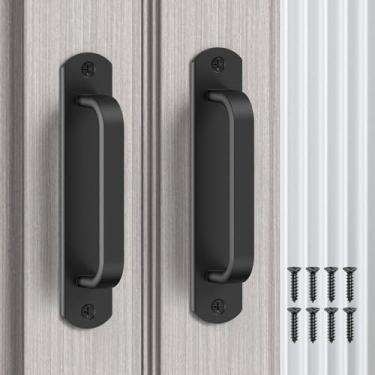 Imagem de Mixizigoz Maçaneta deslizante de porta de celeiro de 14 cm - Puxadores de armário de liga de alumínio para armário, gaveta, garagem, porta de cerca e beliche - Corrimão seguro, aderência confortável e