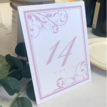 Imagem de Números de mesa de casamento em espiral vintage rabiscos (selecione cor/quantidade), branco, lavanda, 1-10, dupla face, barraca ou uso em um suporte, ótimo para festas e restaurantes