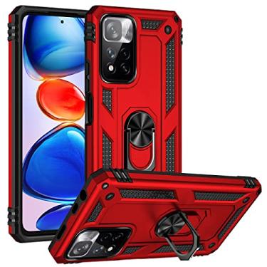 Imagem de SORAKA Capa para Xiaomi Redmi Note 11 Pro+ 5G com suporte de anel invisível e placa de metal para montagem magnética em carro Capa rígida para PC Capa Xiaomi Redmi Note 11 Pro Plus 5G Capa