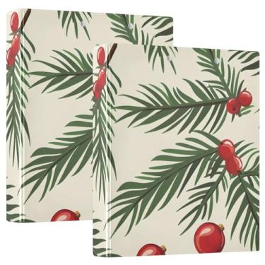 Imagem de Fichário de 3 anéis, bolas de galhos de árvore de Natal, fichários de 3,8 cm com prancheta, fichário redondo, serve para papel de 21 x 28 cm, 3 bolsos internos de PVC transparentes para material de