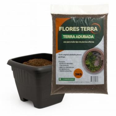Imagem de Kit Jardinagem com Vaso Preto 5,5L e Terra Adubada Flores Terra 3kg, Ideal para Plantas Ornamentais