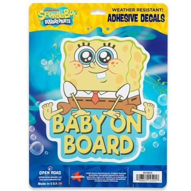 Imagem de Bob Esponja Calça Quadrada Bebê a Bordo Adesivo Vinil Decalque - Bonito Adesivo de Carro Bob Esponja para Famílias com Bebê a Bordo