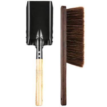 Imagem de Conjunto de ferramentas de limpeza de lareira para uso interno, pá de lareira para cinzas, escova de lareira, luvas de silicone pretas, ferramentas de lareira para lareira, acampamento, churrasqueira