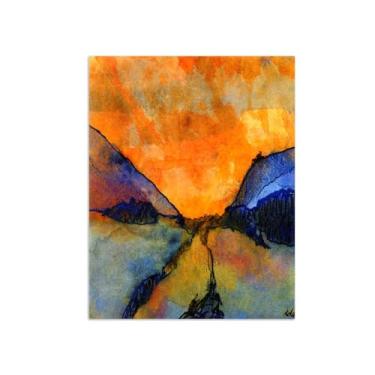 Imagem de Paisagem Abstrata Pôster Famosas Pinturas-Reprodução em Tela-Imagem Decoração Sala de Estar(Valley with Sunset) 60x80cm-23x31in Sem Moldura