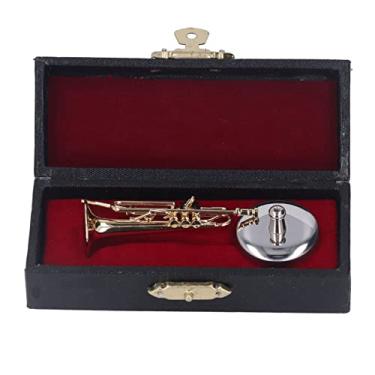 Imagem de Acouto Trompete de Latão Em Miniatura Com Stand and Case - Ornamento de Design Requintado para Mesa ou Exibição - Amantes da Música (2.56in)