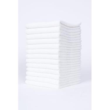 Imagem de SARVAM FASHION Toalha de mão 100% algodão – macia, absorvente, secagem rápida – 40 x 71 cm – ideal para banheiro, cozinha, academia e viagens – resistente ao desbotamento – (branca, 16 x 28-12 peças)