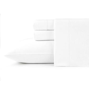 Imagem de Pointehaven Conjunto de lençóis de flanela de cor sólida de algodão escovado 180 g/m2 (branco, California King)