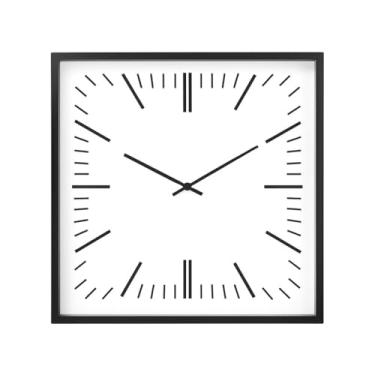 Imagem de Relógio de Parede Quadrado em MDF Preto - 40cm, Quartz, Design Moderno