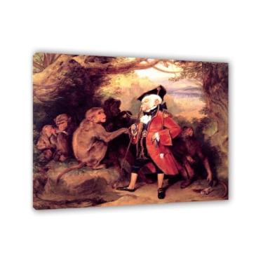 Imagem de Edwin Landseer Impressão em tela O macaco que tinha visto o mundo pôster Giclee reprodução de pintura Edwin Landseer arte de parede decoração de casa sala de estar escritório quarto 85 x 70 cm