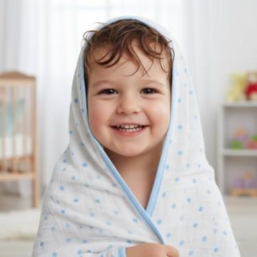 Imagem de Kit Toalha de Banho Infantil com Capuz 1x75 + 3 Pano de Boca Bebê Menino Babete Algodão Soft Antialérgico Estampas Sortidas