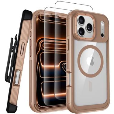 Imagem de Stroson Capa magnética para iPhone 17 Pro Max, compatível com MagSafe Never Yellowing, capa protetora robusta com clipe de cinto e protetor de tela x2, capa de telefone transparente para iPhone 17 Pro