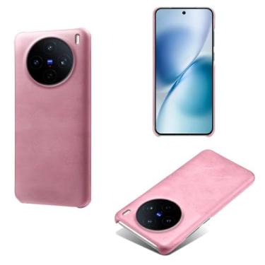 Imagem de Capa para VIVO X200S,Proteção contra quedas,Casca de volta de cor sólida simples,Design de couro de imitação de plástico-Pink
