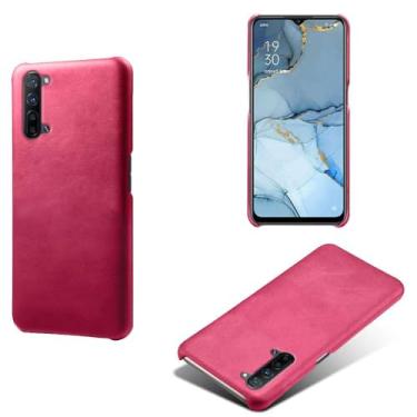 Imagem de Capa para OPPO Find X2 Lite,Proteção contra quedas,Casca de volta de cor sólida simples,Design de couro de imitação de plástico-Rose